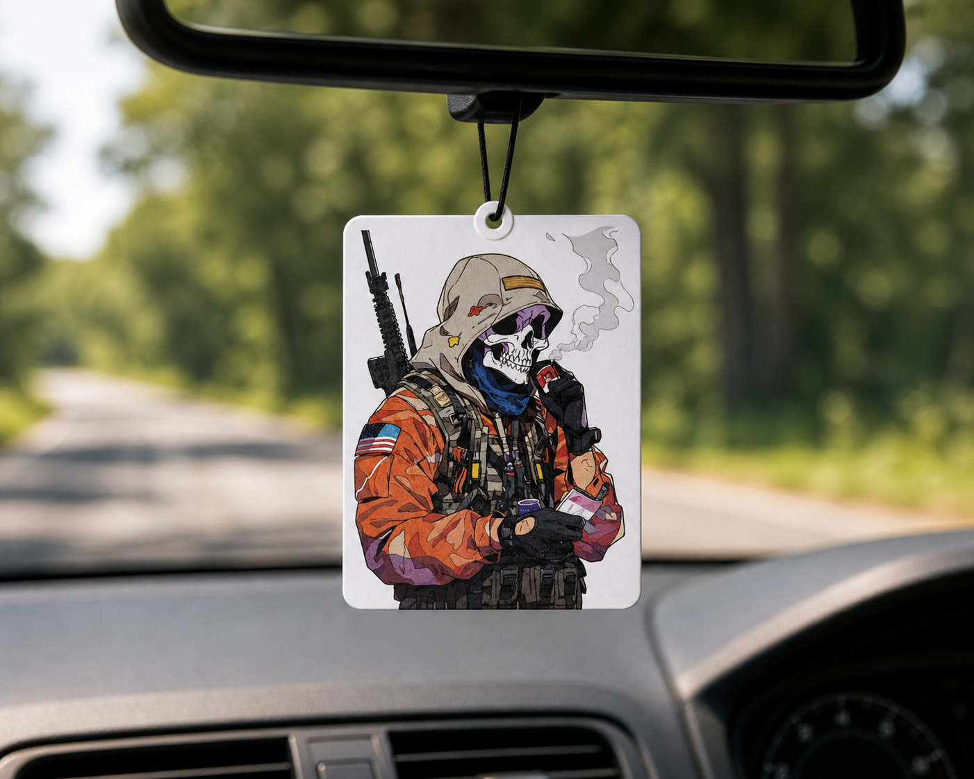 Tactical military skeleton car air freshener hanging