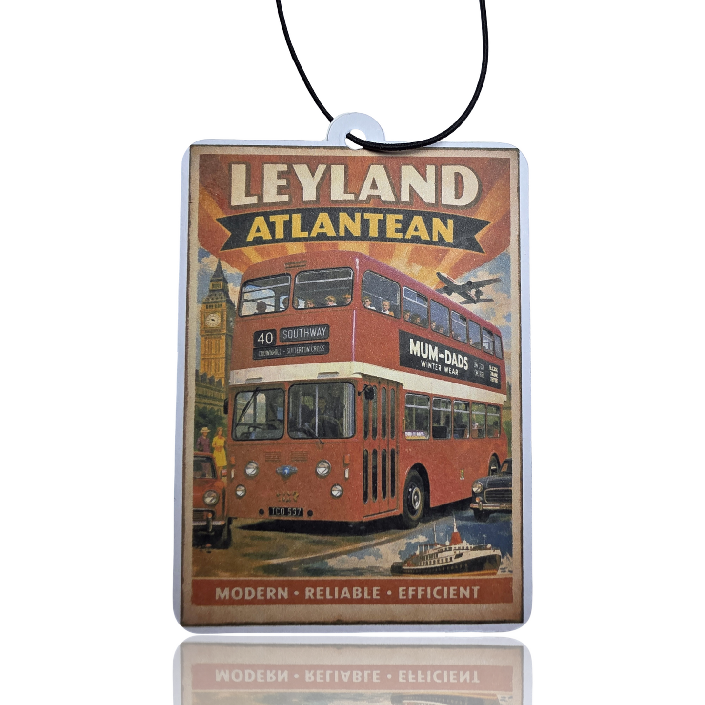 Leyland Atlantean Car Air Fresheners - Vintage Travel Poster Style Bus Accessory and Novelty Gift