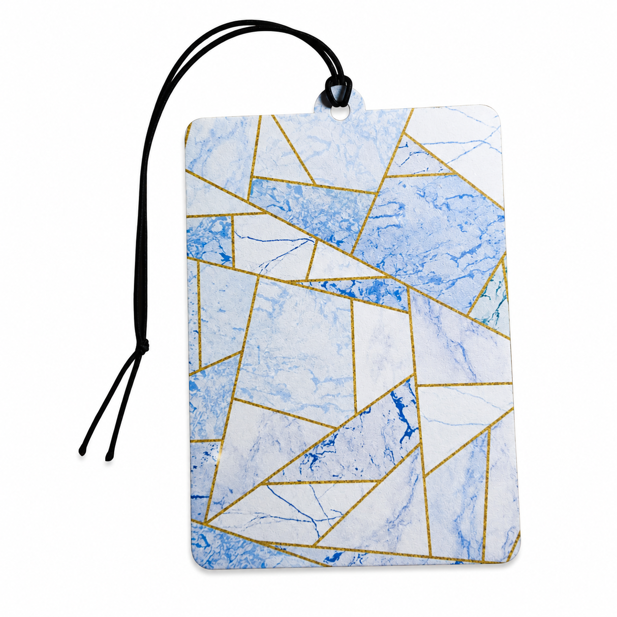 Blue Marble Car Air Freshener – Gold Geometric Hanging Car Freshener | Luxury Modern Car Accessory | Stylish Gift for Her or Him