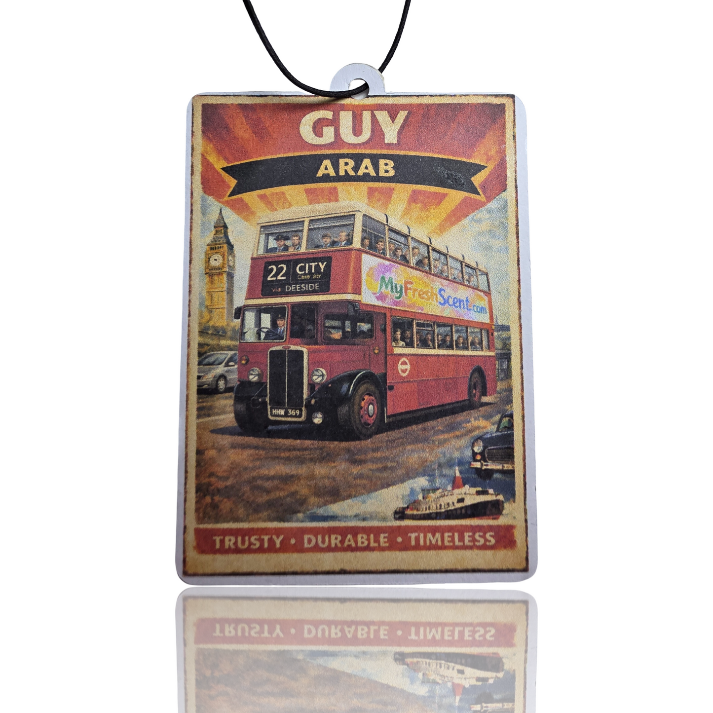 Guy Arab Car Air Freshener - Vintage Travel Poster Style Hanging Accessory - Unique Car Gift