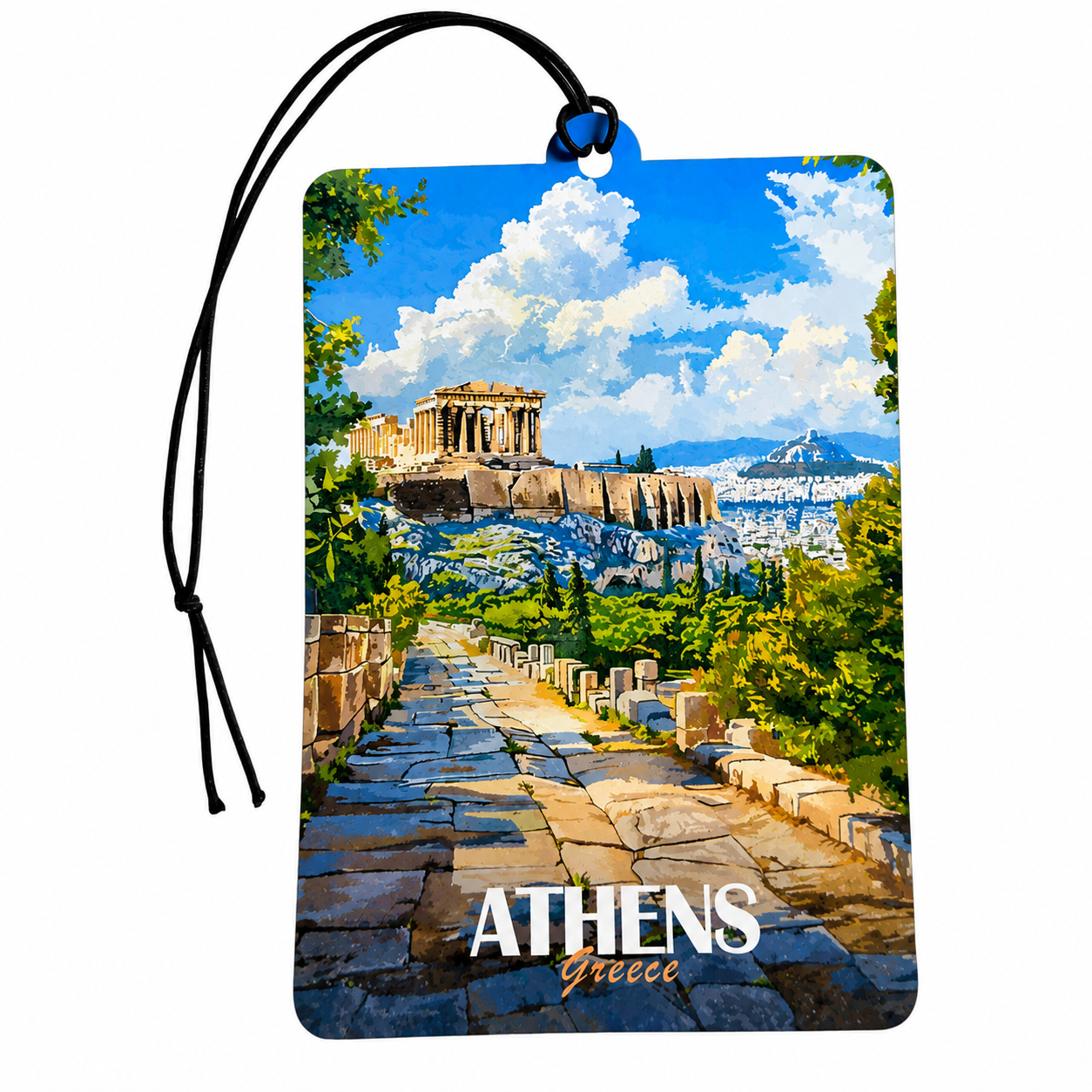 Athens travel poster car air freshener
