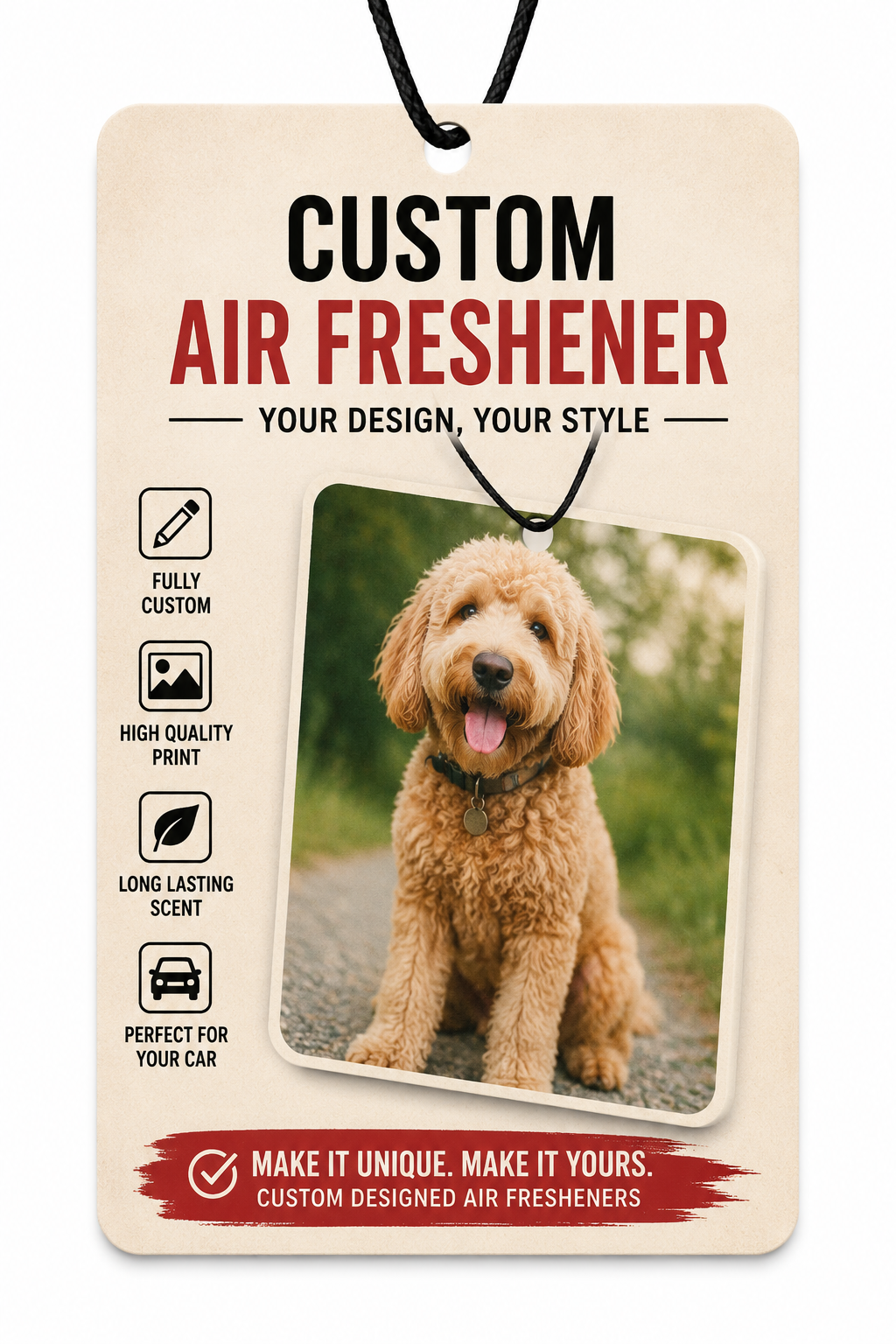 X3 Premium Custom Car Air Freshener - Upload Your Own Image - Custom Keepsake Car Air Freshener