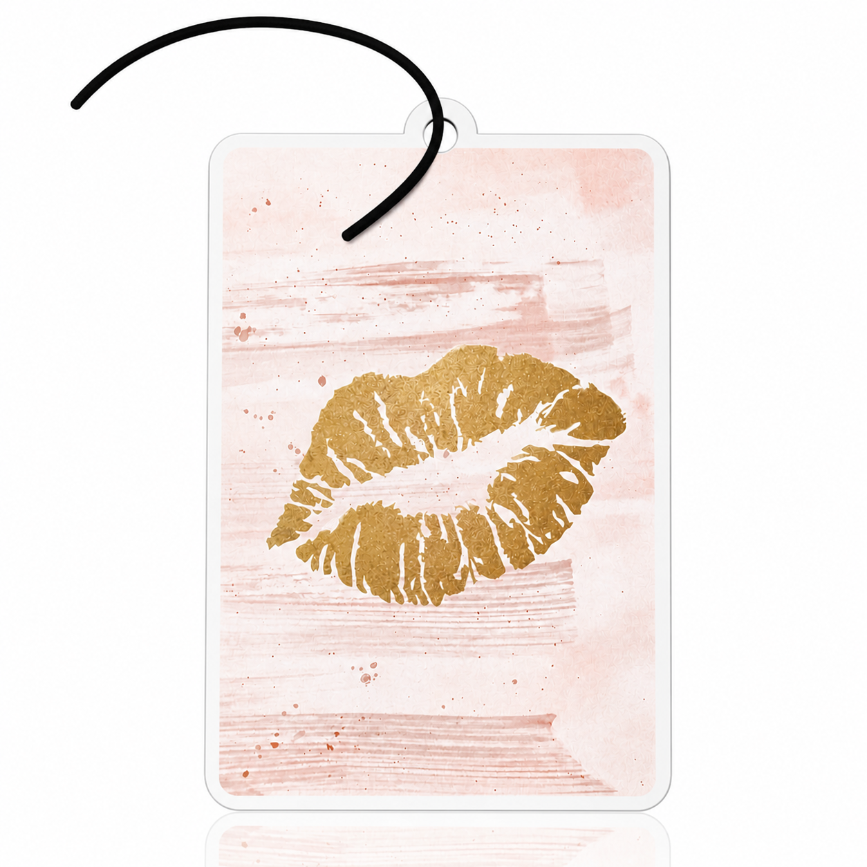 Gold Lip Print Car Air Freshener - Glam Kiss Design Hanging Car Accessory - Novelty Gift - MyFreshScent