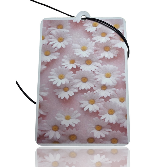 Pink Daisy Floral Car Air Freshener - Cute Pink Aesthetic Hanging Accessory - Novelty Car Gift