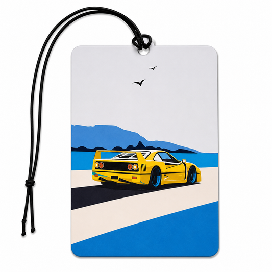 Yellow Ferrari F40 Car Air Freshener – Retro Sports Car Hanging Car Air Freshener | Supercar Gift for Car Enthusiasts