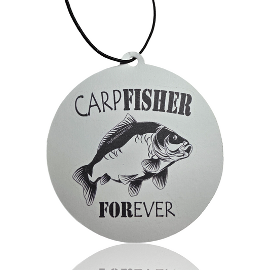 Carp Fishing Forever Car Air Freshener – Angling-Themed Novelty Accessory with Detailed Fish Illustration for Fishing Enthusiasts - MyFreshScent