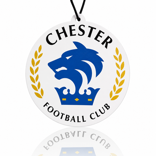Chester FC Car Air Freshener round tag with blue crest logo