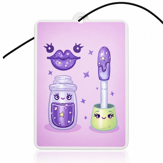 Cute Kawaii Makeup Car Air Freshener - Purple Lip Gloss Hanging Accessory - Novelty Gift for Cars - MyFreshScent
