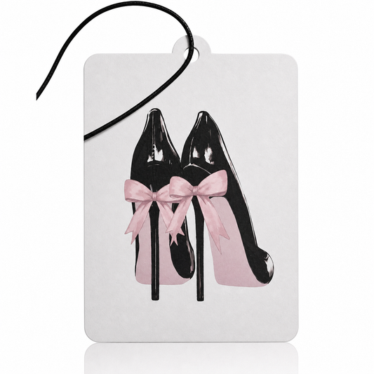Black High Heels Air Freshener With Pink Bow - Elegant Fashion Accessory For Cars - Unique Novelty Gift - MyFreshScent
