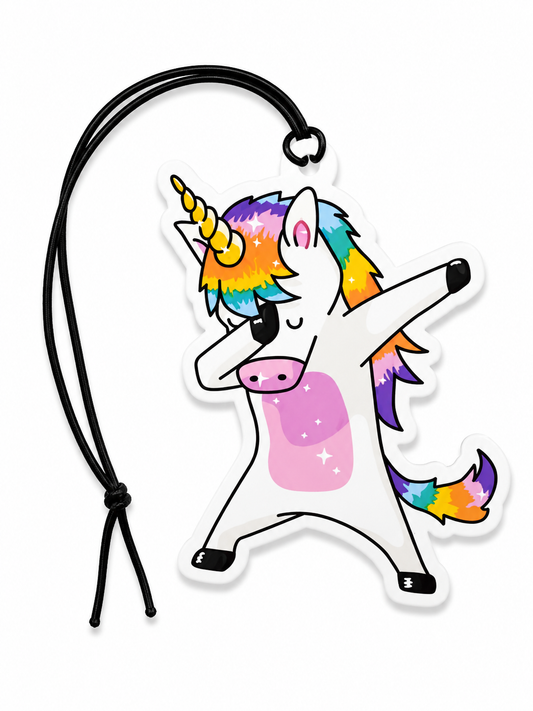 Cute Dabbing Unicorn Hanging Car Air Freshener – Colourful Rainbow Unicorn Novelty Gift for Cars, Vans & Bedrooms