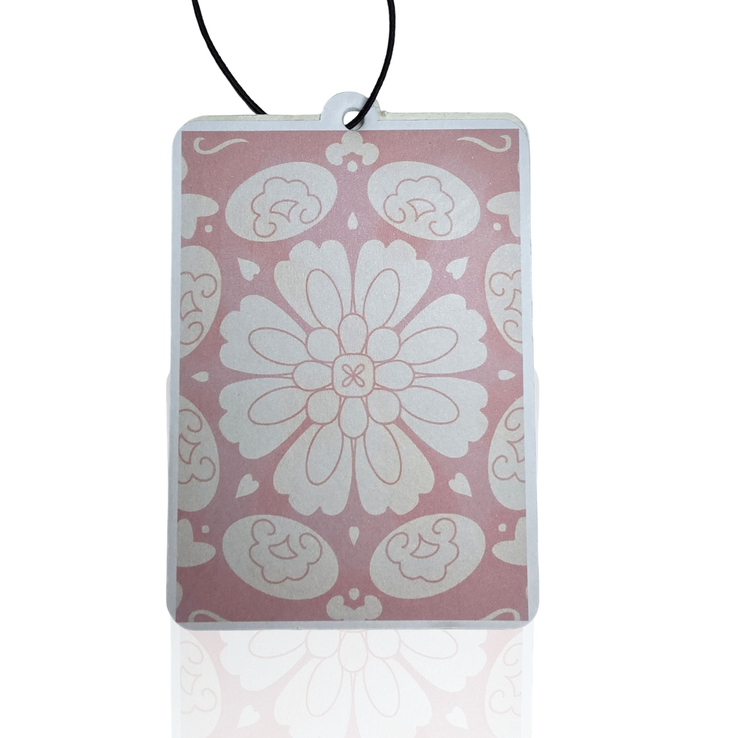 Pink Floral Car Air Freshener - Soft Pink Ornamental Pattern Hanging Accessory - Aesthetic Novelty Gift