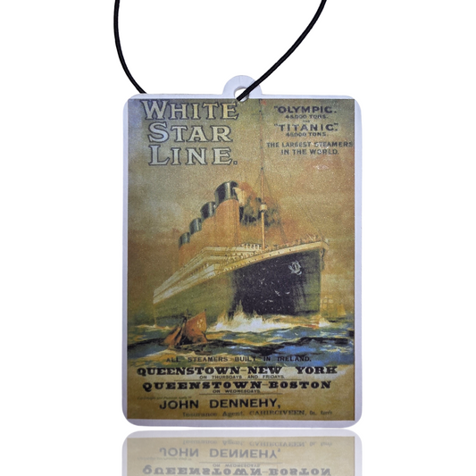 Vintage White Star Line RMS Titanic Car Air Freshener - Nautical Inspired Hanging Accessory