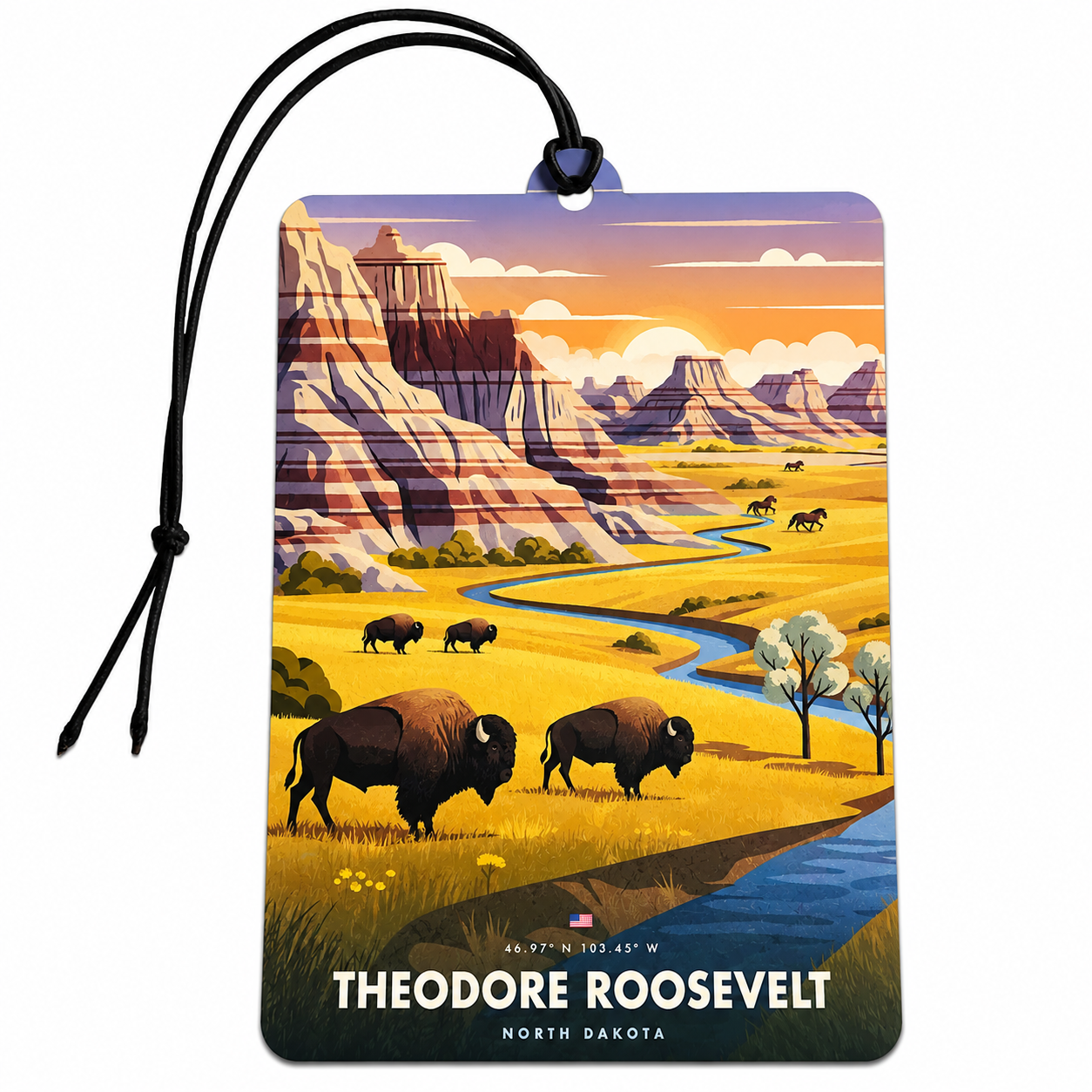 Theodore Roosevelt National Park North Dakota Car Air Freshener – Bison, Badlands & USA Travel Inspired Car Accessory