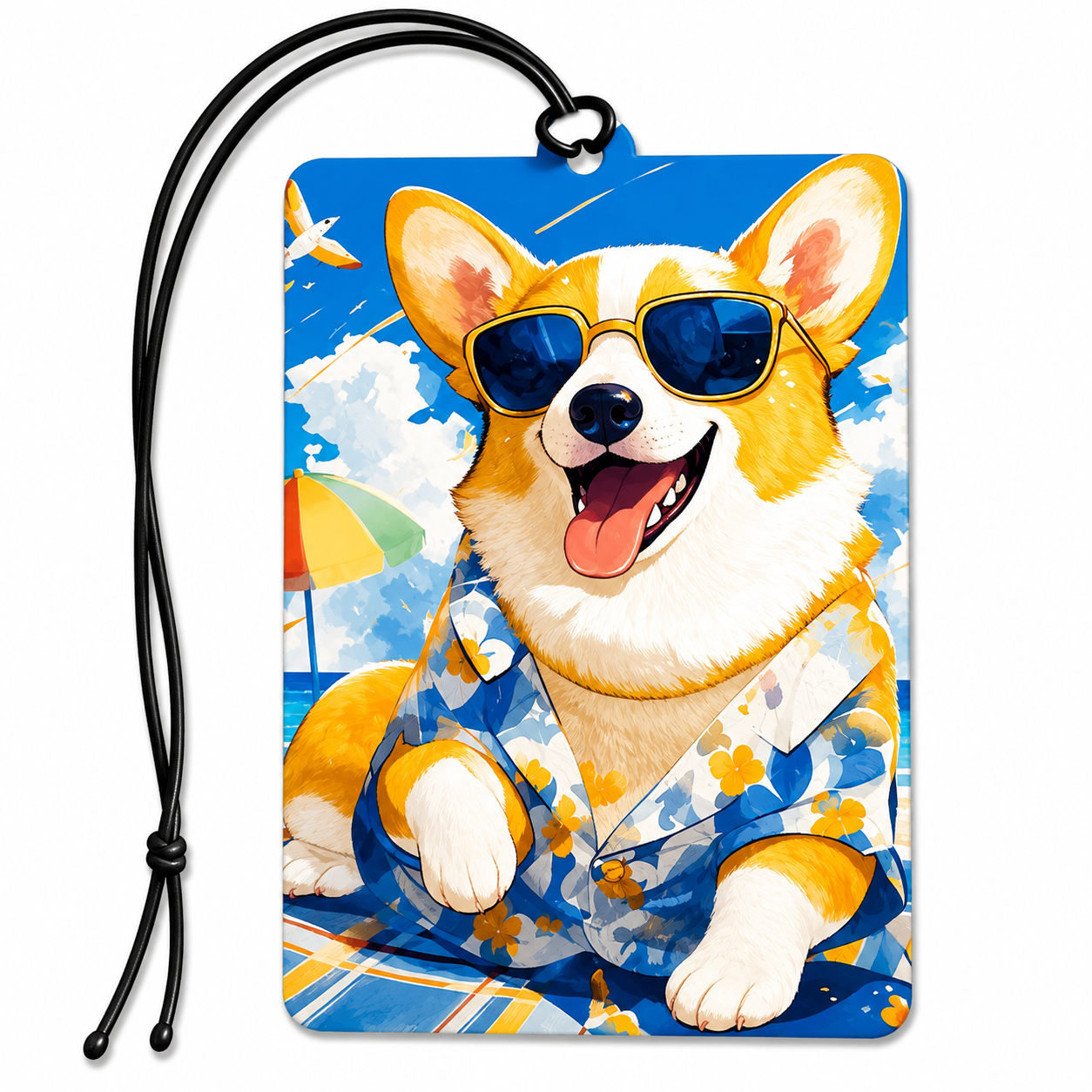 Cool Corgi Beach Car Air Freshener – Funny Dog Hanging Auto Air Freshener