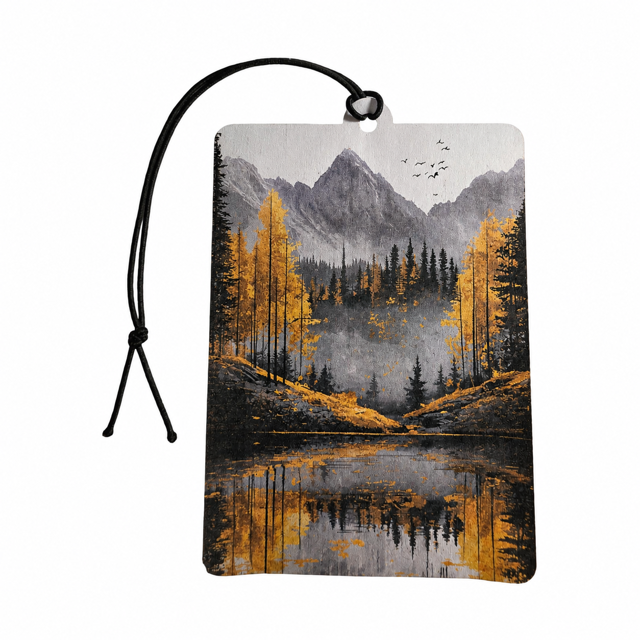 Autumn Mountain Lake Car Air Freshener – Scenic Nature Hanging Car Freshener