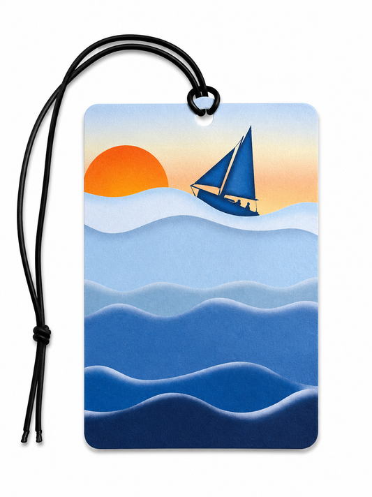 Sailing Boat Car Air Freshener | Ocean Sunset Hanging Car Air Freshener | Nautical Gift