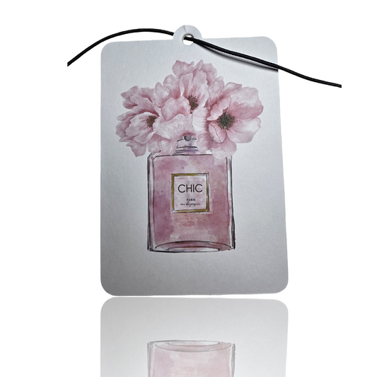 Chic Paris Car Air Freshener - Elegant Soft Pink Floral Hanging Perfume Bottle Accessory - Perfect Novelty Car Gift