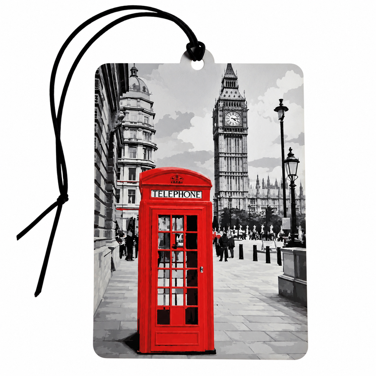 London Big Ben and red telephone box British inspired hanging car air freshener
