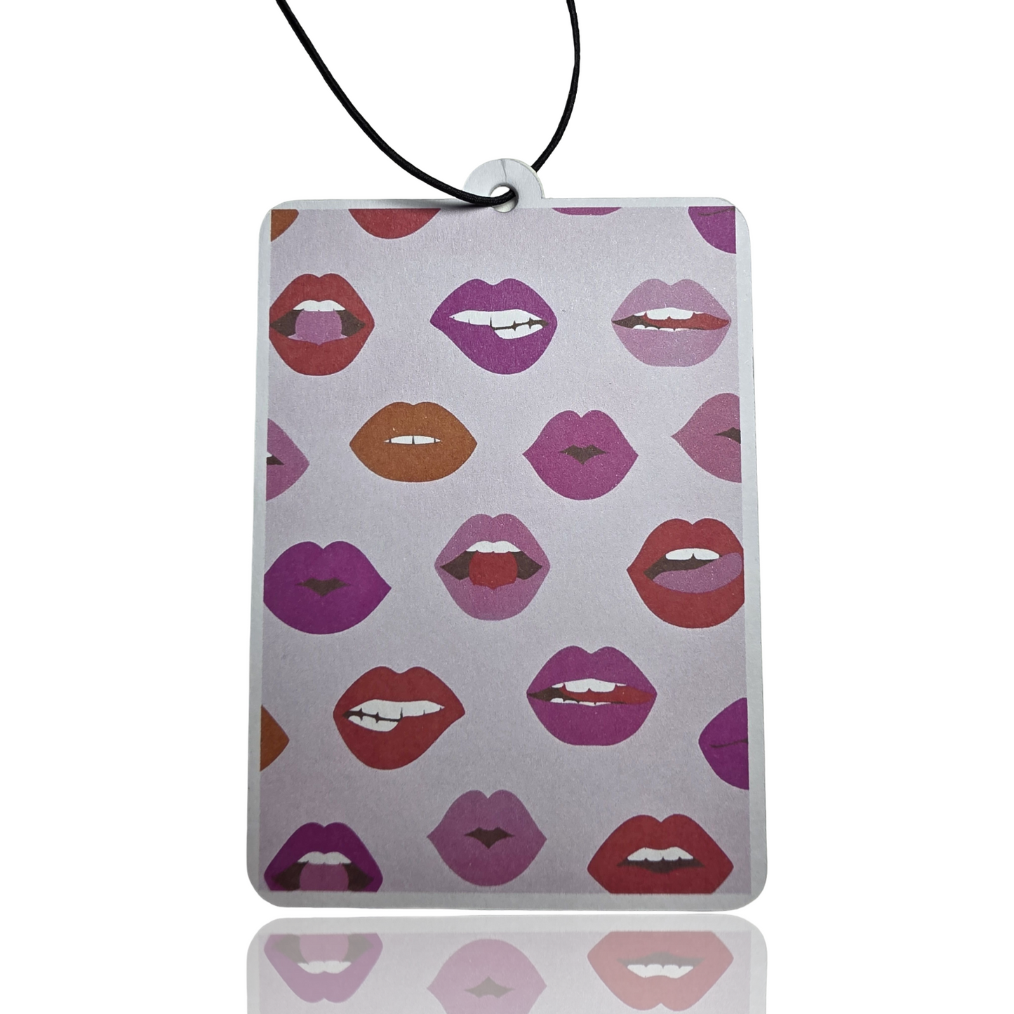 Glossy Lips Car Air Freshener - Pink & Red Lip Illustration Hanging Accessory - Unique Car Gift