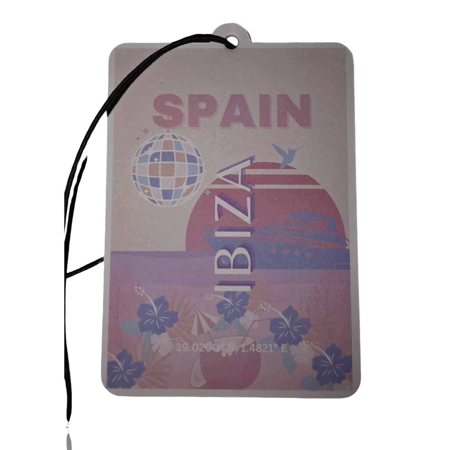 Spain Ibiza Sunset Car Air Freshener - Disco Ball & Beach Accessory - Unique Novelty Gift