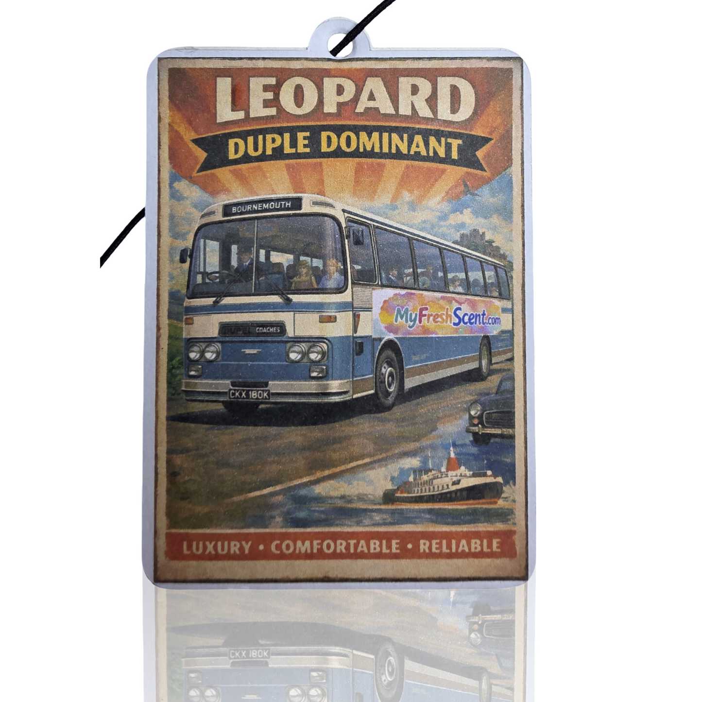 Leopard Duple Dominant Car Air Freshener - Vintage Travel Poster Style Hanging Accessory - Unique Car Gift