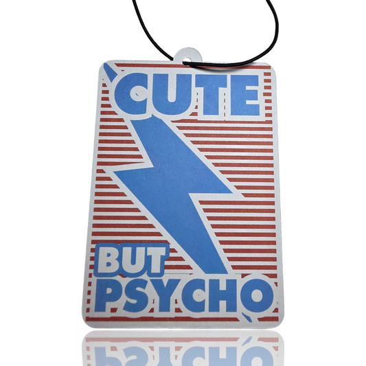 Cute But Psycho Car Air Freshener - Retro Style Novelty Hanging Accessory for Cars