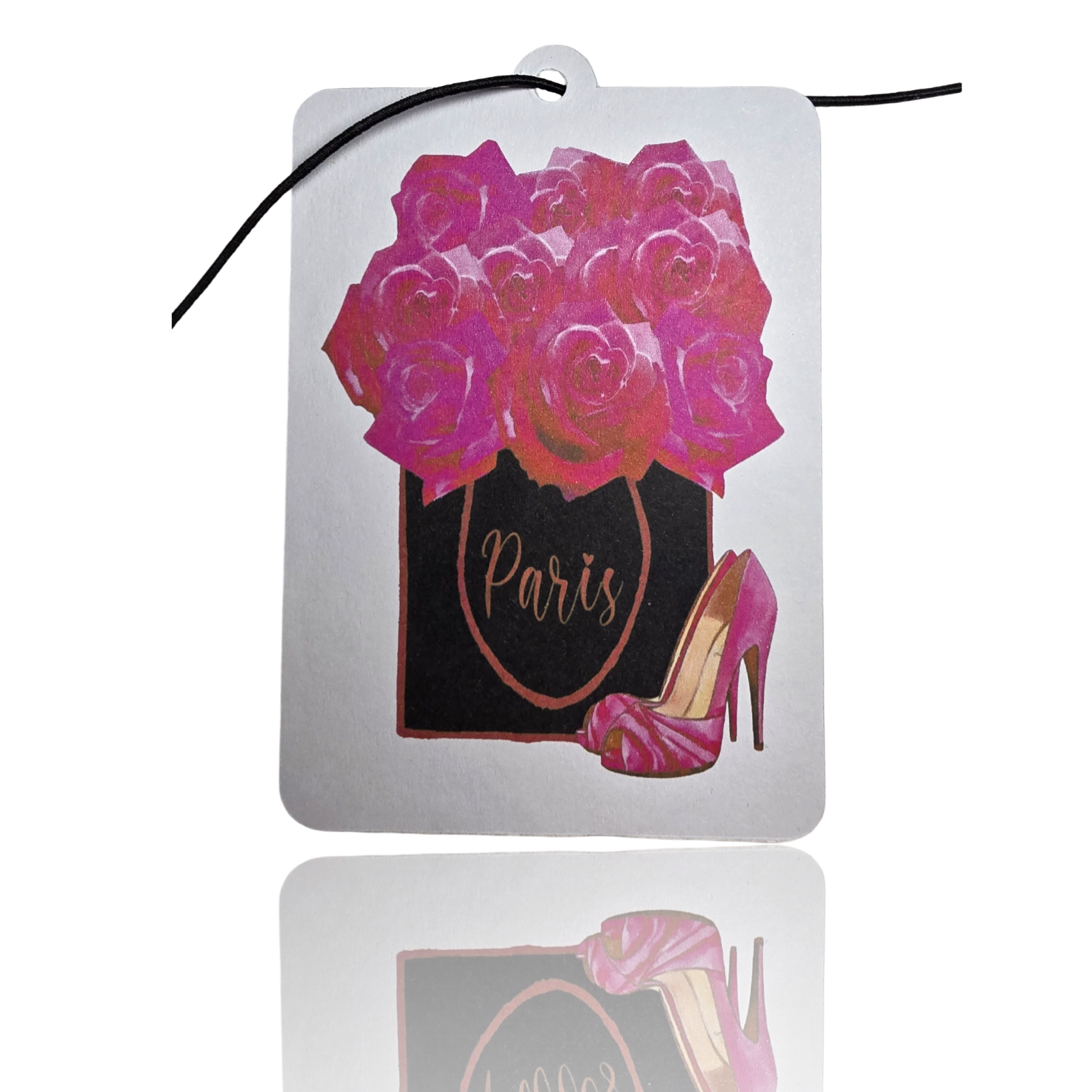 Paris Rose Car Air Freshener with Pink Heels Hanging - Fashion Inspired Chic Accessory for Your Car - MyFreshScent