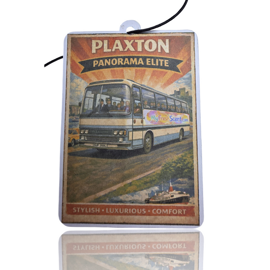 Plaxton Panorama Elite Car Air Freshener - Vintage Travel Poster Style for Your Car