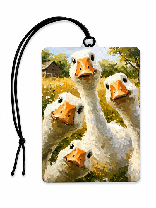 Curious Geese Air Freshener | Funny Geese Car Air Freshener