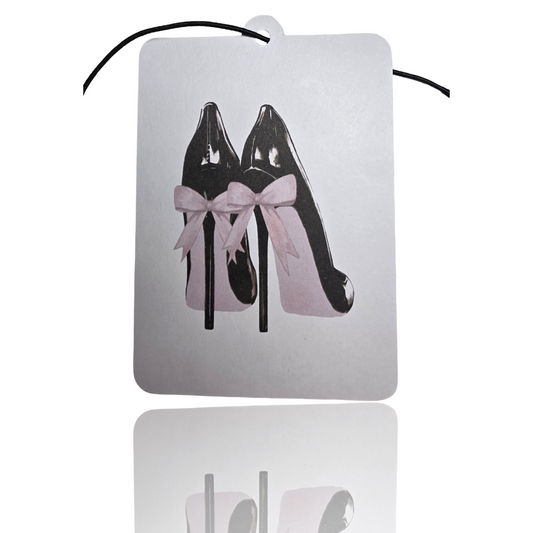Black High Heels Air Freshener With Pink Bow - Elegant Fashion Accessory For Cars - Unique Novelty Gift