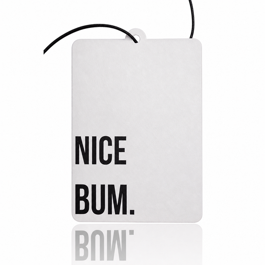 Nice Bum Car Air Freshener - Bold Minimalist Hanging Accessory with Cheeky Humour - Perfect Novelty Car Gift - MyFreshScent