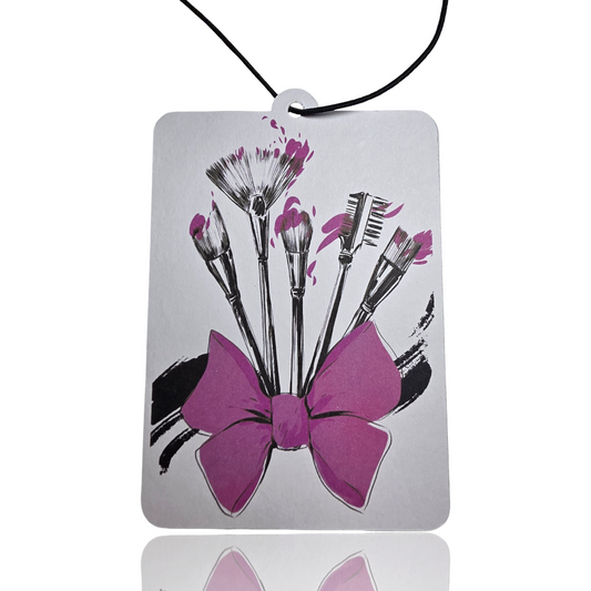 Makeup Brush Car Air Freshener - Pink Beauty Tool Design Hanging Car Accessory - Unique Novelty Car Gift