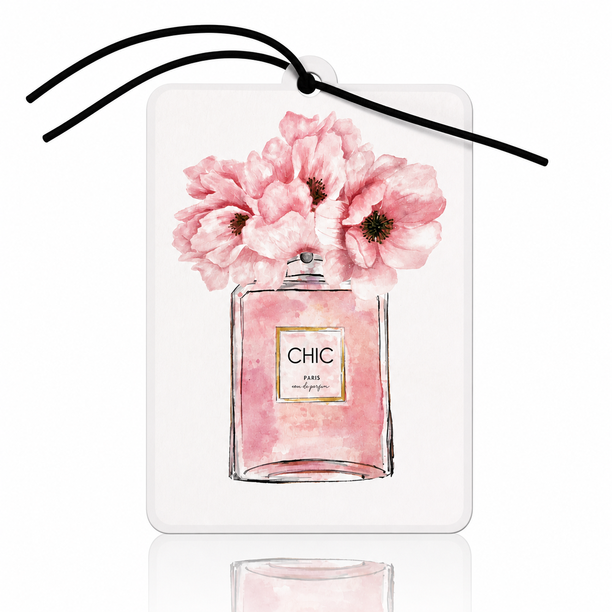 Chic Paris Car Air Freshener - Elegant Soft Pink Floral Hanging Perfume Bottle Accessory - Perfect Novelty Car Gift - MyFreshScent