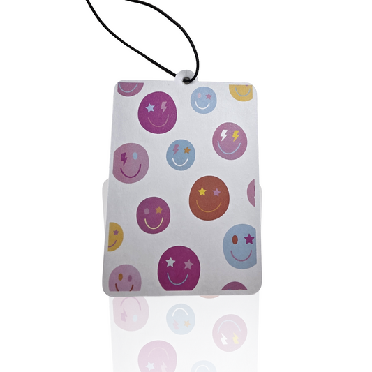 Colourful Smiley Face Car Air Freshener - Retro Fun Hanging Accessory for Cars - Perfect Novelty Gift