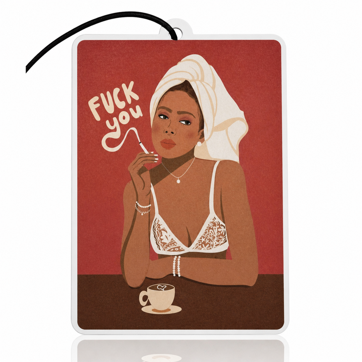 Sassy Girl Smoking Car Air Freshener - Stylish "Fuck You" Hanging Novelty Accessory for Your Car - MyFreshScent