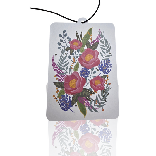 Colorful Floral Car Air Fresheners - Botanical Bouquet Hanging Accessory for a Fresh Drive