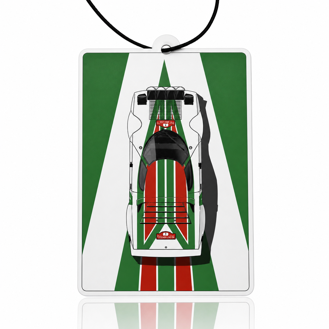 Lancia Stratos Car Air Freshener - Green Illustration Hanging Classic Super Car Accessory Gift - MyFreshScent