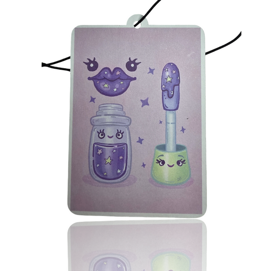 Cute Kawaii Makeup Car Air Freshener - Purple Lip Gloss Hanging Accessory - Novelty Gift for Cars