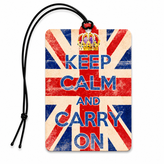 Keep Calm and Carry On Car Air Freshener – Classic British Icon