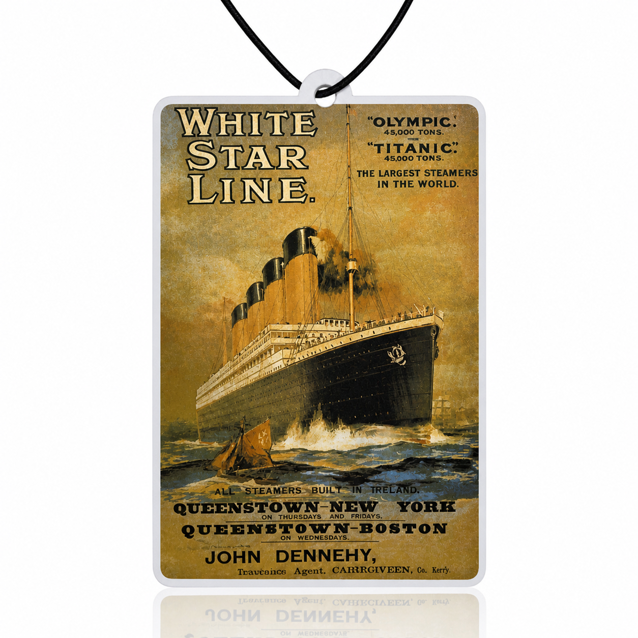 Vintage White Star Line RMS Titanic Car Air Freshener - Nautical Inspired Hanging Accessory - MyFreshScent