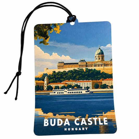 Buda Castle Budapest Hungary car air freshener with Danube River and historic city design