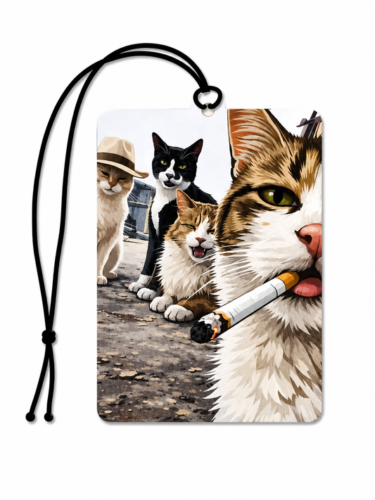 Funny Smoking Cats Air Freshener – Novelty Cat Car Air Freshener Gift for Cat Lovers