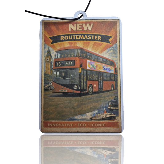 New London Routemaster Car Air Freshener - Vintage Travel Poster Style Accessory - Unique Car Gift