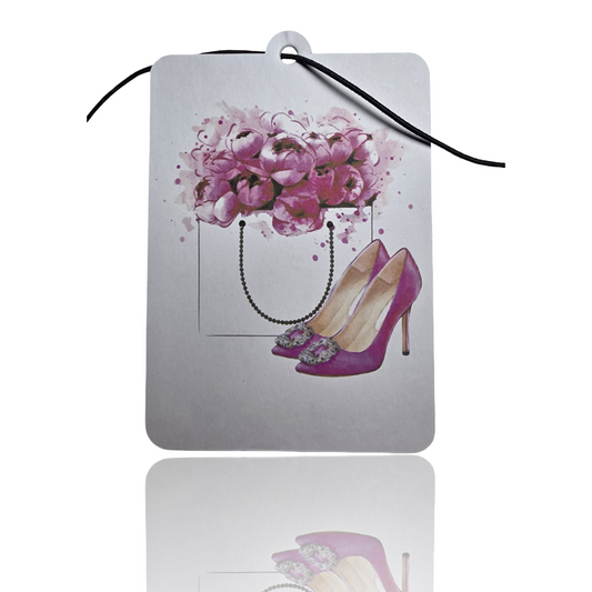 Elegant Floral Handbag Car Air Freshener & Pink Heels - Chic Novelty Gift
